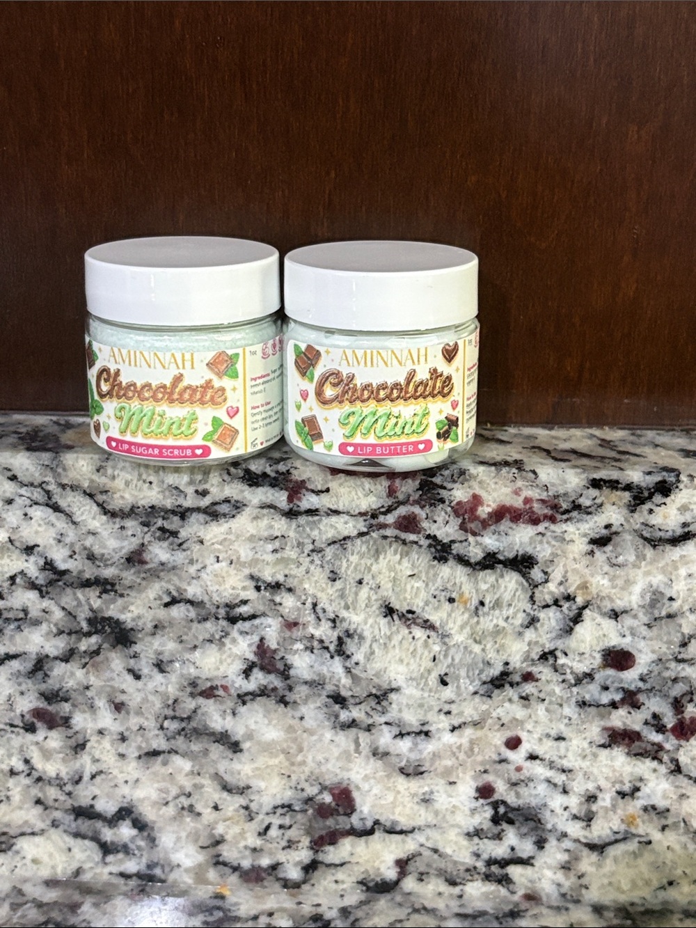 Aminnah Chocolate Mint Lip Butter/Scrub Set